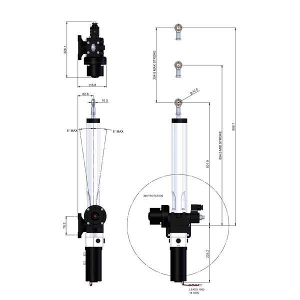Hydraulic Steering Linear Drive Unit (T2) 300mm
