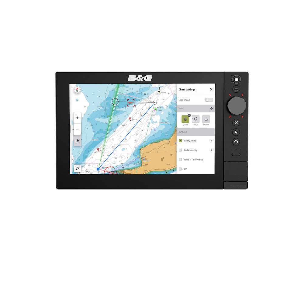 B&G Zeus SR 10 MFD with electronic chart on white background