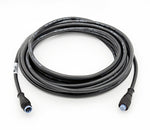 A black NMEA2000 network cable with connectors on both ends, coiled and presented against a white background.