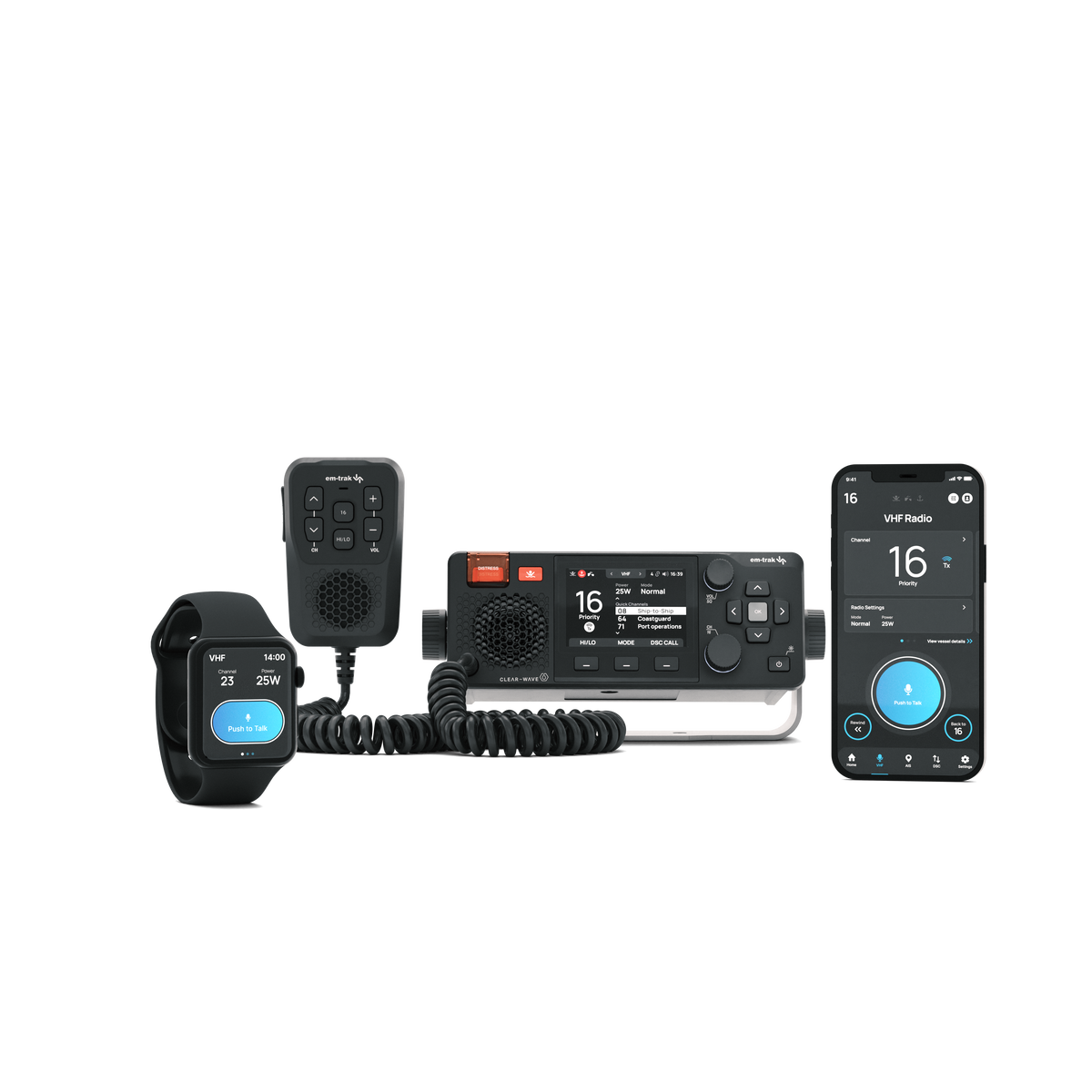 em-trak X100 VHF AIS Marine Radio | DSC Transceiver with Wireless Control